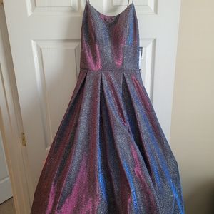 BRAND NEW Metallic Sparkle Gown, Size 0, Betsy & Adam, 3-tone Pink Purpl…